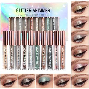 10 PCS Liquid Glitter Eyeshadow Sweatproof Makeup Set
